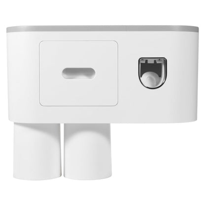 Wall Mounted Toothbrush Holder Set with Toothpaste Dispenser 2 Cups Punch Free Bathroom Toothbrush Organizer Rack Overhang Gargle Rack for Bathroom Storage