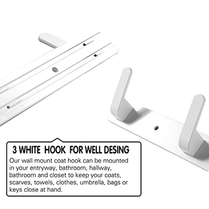 3 Hooks Matte White Bathroom Towel Hooks Mounted Wall Adhesive Heavy Duty Farmhouse Bath Coat Stick on Rack Hat Wall Hook Sticky White Kitchen Robe Rack Coat Hook White 3 Hooks Rack Towel for Bathroom - color: White, size: 9.25*1.18*1.38 inch（3hooks）