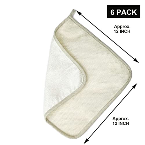 Large XL Soft Weave Cotton Washcloths - Exfoliating Scrubbers for Face & Body - 6 Pack