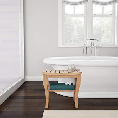 Lavish Home Shower Bench-Water Resistant Natural Eco-Friendly Bamboo with Storage Shelf for Bathroom, Spa or Sauna