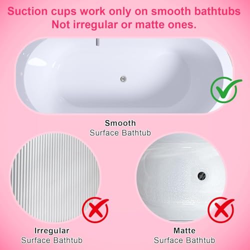 Bubble Bath Mat,Full Body Waterproof Spa Mat for Bathtub, 6-Speed Bubbles, Remote Control & Non-Slip Suction Cups for Home Relaxation Pink