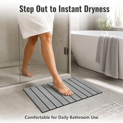 Diatomaceous Earth Bath Mat, Foldable Stone Bath Mat, 23.6 x 15.5 Inch Absorbent, Quick Drying, Diatomaceous Earth Stone Mats for Bathroom, Easy Store, Easy Clean - color: Grey 1pck