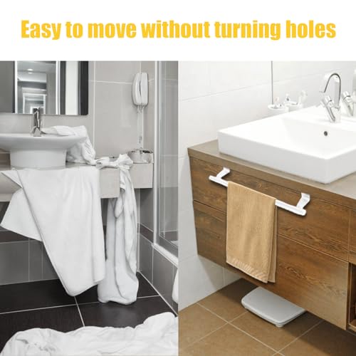 2 Pack White 9 Inch Towel Holder for Kitchen Bathroom | Bathroom Towel Bar, Stainless Steel, Hand Towel Rack, Over Cabinet Door, For Kitchen Bathroom - color: White