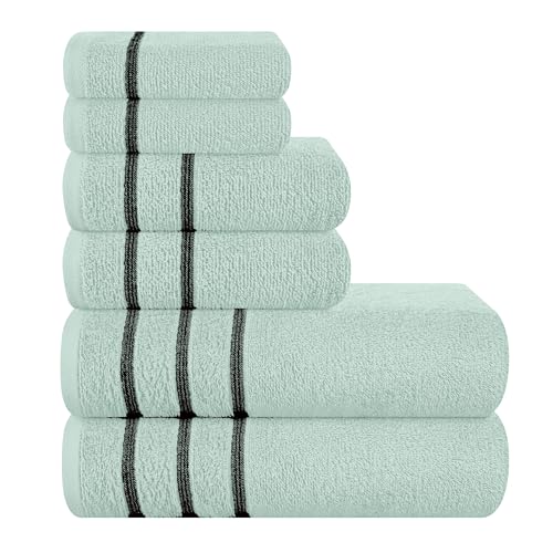 MyOwn Ultra Soft 6 Pack Cotton Towel Set, Contains 2 Bath Towels 28x55 inch, 2 Hand Towels 16x24 inch & 2 Wash Coths 12x12 inch, Ideal Everyday use, Compact & Lightweight - Sea Green, 71656 - color: Sea Green, size: 6-Piece Towel Set