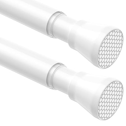 2 Pack White Shower Curtain Rod - Adjustable 45-77 inch Tension Curtain Rod, Spring loaded Curtain Rod for Bathroom Window - color: White, size: 45 to 77 inch-2pcs