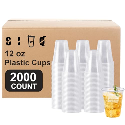 SIUQ 2000 Pack 12 oz Clear Plastic Cups, Bulk Disposable Water Cups | Cold Party Drinking Cup for Picnic, BBQ, Wedding, Travel, Halloween, Christmas, Events - style: 12 oz-2000pack
