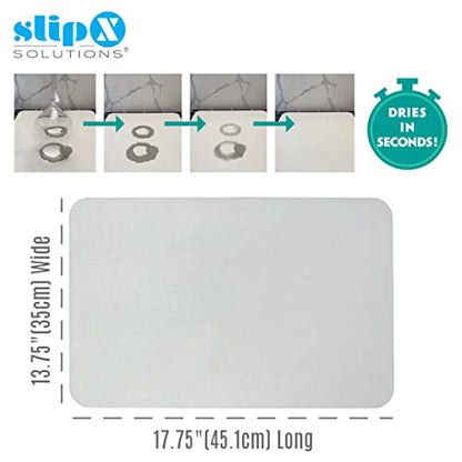 SlipX Solutions Quick Drying Stone Mat for Kitchen Counter, Bathrooms, Multi-Room Use, Diatomaceous Earth Non-Slip Drying Mat for Baby Bottles, Dishes, and More (Grey)