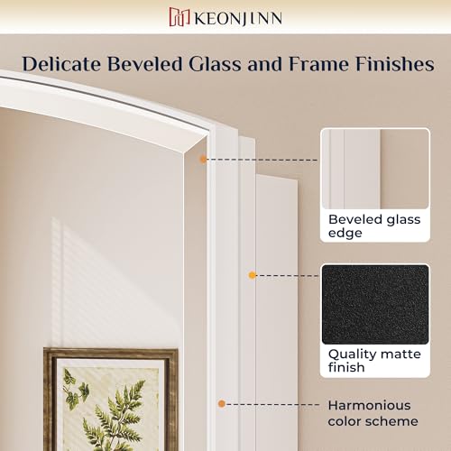 Keonjinn White Medicine Cabinet with Mirror 24” x 30”, Metal Framed Wall Cabinet with Beveled Mirror, Surface Mount or Recessed Medicine Cabinet for Bathroom, Bathroom Mirror with Storage | Metal Framed, Wall-Mounted or Recessed Bathroom Oval Medicine Cab