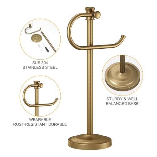 17 Inch Antique Brass Stand Towel Bar Hanger Hand Towel Bar Bathroom Vanity Countertop Towel Holder Free Standing Stainless Steel Towel Ring Hardware Accessories Towel Rack - color: Antique Brass