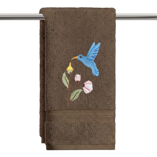 Artoid Mode 1 Pc Brown Bird Floral Embroidered Hand Towels for Bathroom, 100% Cotton Soft Absorbent Farmhouse Decor Towels, 13.7 x 29.5 Inch - color: Brown, size: 13.7" x 29.5", 1PC