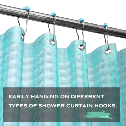 Teal 3D Crystal Plastic Shower Curtain Liner, 72x72 Inch Thin Lightweight Ice Cube Plastic Bathroom Shower Showroom Inner Curtain with Rustproof Metal Grommet Holes and Weighted Magnets - color: B-teal, size: 72"W x 72"L (Pack of 1)