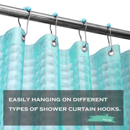 Teal 3D Crystal Plastic Shower Curtain Liner, 72x72 Inch Thin Lightweight Ice Cube Plastic Bathroom Shower Showroom Inner Curtain with Rustproof Metal Grommet Holes and Weighted Magnets - color: B-teal, size: 72"W x 72"L (Pack of 1)