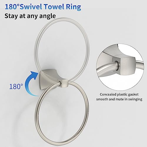 Hand Towel Holder for Bathroom Kitchen Brushed Nickel Towel Ring Towel Hanger Stainless Steel and Zinc Alloy Wall Mount - color: Brushed Nickel