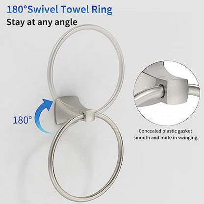 Hand Towel Holder for Bathroom Kitchen Brushed Nickel Towel Ring Towel Hanger Stainless Steel and Zinc Alloy Wall Mount - color: Brushed Nickel