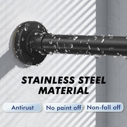 Black Shower Curtain Rod Tension 30 to 92 Inch,1 Inch Diameter Adjustable Tension Curtain Rod No Drilling,Shower Rods for Bathroom,No Rust - color: Black, size: 30" to 92"