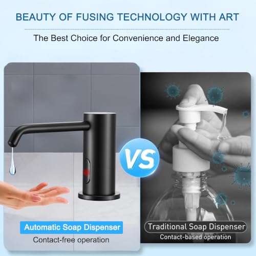 Automatic Soap Dispenser Touchless Infrared Sensor Electric Soap Dispenser | Built In Sink Liquid Dispenser Suitable For Home And Commercial Daily Use Equipped With Bottle and Pump 33.81oz/1000ml, Black - color: Liquid-black