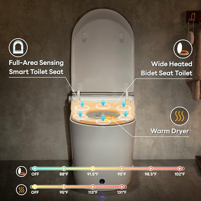 Smart Toilet with Auto Open Close, ADA Comfort Height(K050Max) | 1000g MaP Flush, Heated Seat & Foam Dispenser, Foot Sensor, Auto & Blackout Flush, Bidet Toilet with Tank Built in - color: K050Max