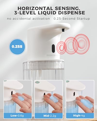 Automatic Soap Dispenser Touchless, USB Rechargeable for Kitchen & Bathroom | Hands Free Infrared Sensor, 3 Adjustable Soap Levels, IPX7 Waterproof, 10oz/300ML, for Hand Soap, Dish Soap&Lotion - color: White, style: Liquid