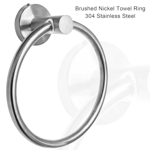 Brushed Nickel Towel Ring, Stainless Steel, 1 Pack | Hand Towel Holder, Modern Rack Hanger, Round, Bathroom Wall Mounted - color: Brushed Nickel, size: 1 Pack