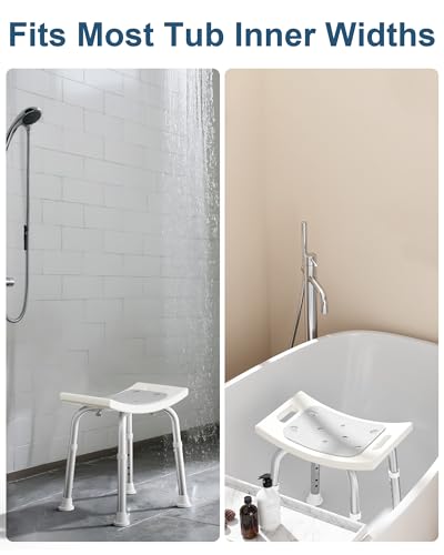 HOMLAND Shower Chair for Inside Shower, Adjustable Height Shower Stool | Shower Seat for Inside Tub Bathroom Bench Bath Chair for Elderly and Disabled, Lightweight Aluminum Frame - Light Gray - color: Light Gray