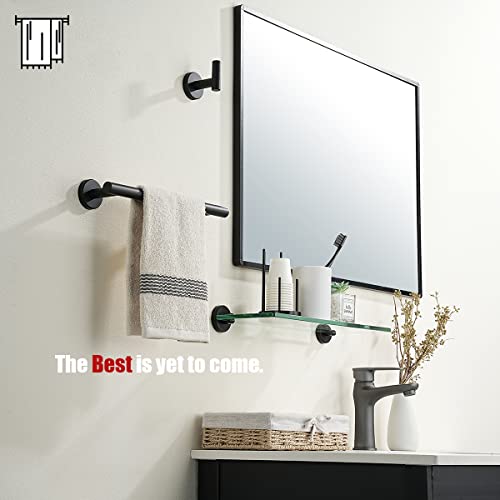 JQK Black Towel Bar, 12 Inch 304 Stainless Steel Thicken 0.8mm Hand Towel Rack, Bathroom Towel Holder Matte Black Wall Mount, Useable Length 9 Inch TB110L9-PB - color: Black, size: 12 Inch