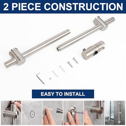NearMoon Slide Bar with Height/Angle Adjustable Handheld Shower Holder, Bathroom SUS 304 Stainless Steel Head Holder for Bath (Screw Mounted, Brushed Nickel) - color: Brushed Nickel, style: Screw Mounted