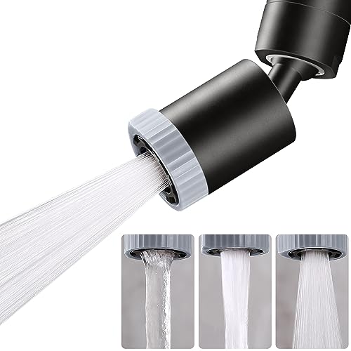 Swivel Faucet Aerator,3-function Faucet Nozzle,Rotate Kitchen Faucet Head | Chitaoma 360° Rotate Sink Faucet Attachment,Faucet Aerator for Kitchen 55/64 inch Female Thread,Kitchen Sink Aerator Black - color: Black