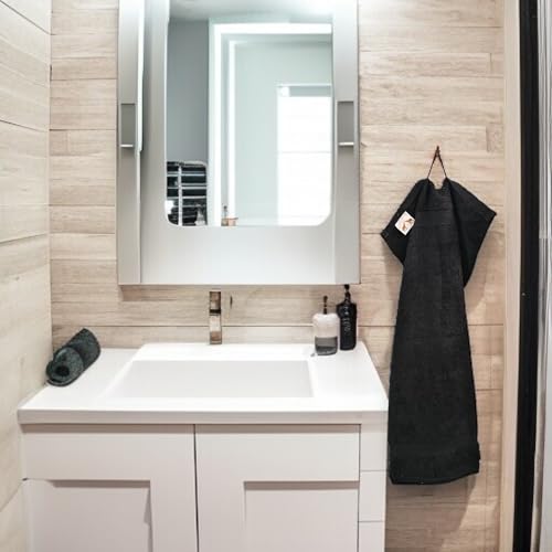 Mango Gifts 100% Cotton Hand Towels Set of 2, 16 x 28 Inch, Soft Combed Cotton, Highly Absorbent, Quick Dry, Sustainable Towels for Bathroom, Hotel, Spa, Dorm, Black - color: Black