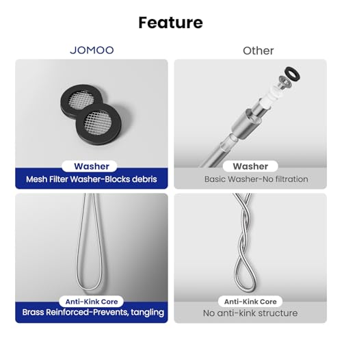 JOMOO Shower Hose, 99 Inch Extra Long Flexible Stainless Steel Handheld Showerhead Hose with Brass Insert and Nut, EPDM Inner Tube, Anti-Kink Chrome Bathroom Shower Head Hose Replacement - color: Chrome, size: 99 Inch