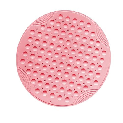 Shower Mat Anti-Slip 21.6'' Round Bathtub Mat with Suction Cups Machine Washable Shower Bath Mat - color: Pink