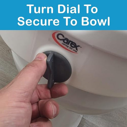 Carex E-Z Lock Raised Toilet Seat with Armrest, Weight Capacity 300 lbs