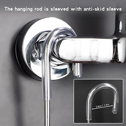 YQh hanging shower rack, bathroom storage rack, shampoo bracket, the back hook can be rotated, and can be hung on the faucet or Claw foot bathtubcross bar, 304 stainless steel rust proof and durable - size: single layer shelf