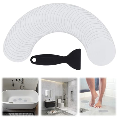 40 PCS Non-Slip Bathtub Stickers, Anti Slip Shower Stickers Safety Bathtub Strips Adhesive Decals with Premium Scraper for Bath Tub Shower Stairs (Clear)