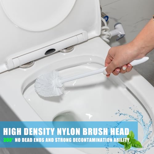 Tioncy 30 Pcs 14.2 Inch Toilet Brushes for Bathroom Bowl Scrubber | Long Handle Deep Cleaning, Commercial Scrub Bristles, Bulk Value for Bathroom Supplies, White Durable Toilet Scrubber