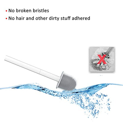 Toilet Brush with Holder, Flexible Rim Cleaner, Wall Mounted | PP Silicone Material, Compact Size, Flat Bendable Head Brush with Ventilation Slots Base, Ideal for Toilet, Sink, Tub