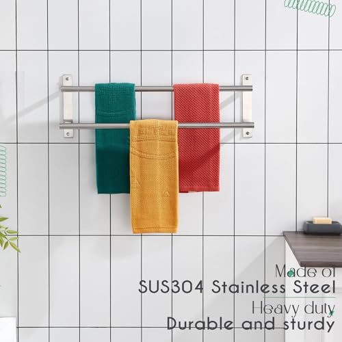 KOKOSIRI 24 Inch Bath Towel Bars Double Towel Racks Bathroom Towel Holder Towel Rails Towel Storage Towel Shelves Wall Mount Stainless Steel Brushed Nickel B5010BR-L24 - color: Brushed Nickel, size: 24-Inch