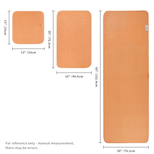 POLYTE 430 GSM Poly Blend Microfiber Quick Dry Waffle Bath Towel Set of 6 | 2-Body Towels, 2-Hand Towels, 2-Wash cloths, Oversize, Lint Free - color: Blue,orange