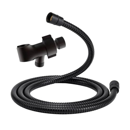 Shower Hose & Holder for Handhelds, 79" Extra Long Shower Hose, Built-in Explosion-Proof Braided Mesh Anti-leakage, 304 Stainless Steel Chrome Plated, with Shower Head Holder (matte black) - color: Matte Black