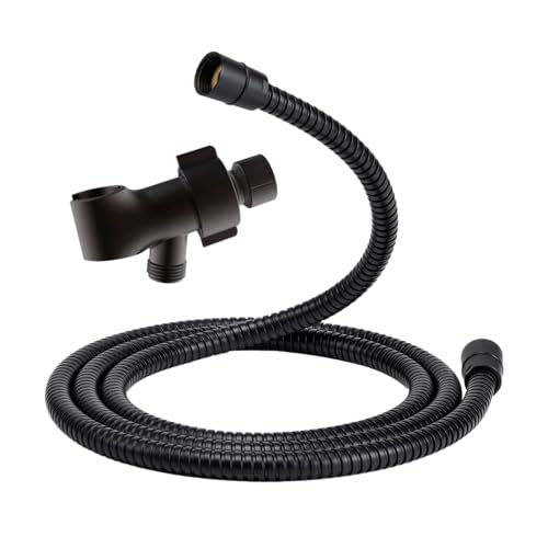 Shower Hose & Holder for Handhelds, 79" Extra Long Shower Hose, Built-in Explosion-Proof Braided Mesh Anti-leakage, 304 Stainless Steel Chrome Plated, with Shower Head Holder (matte black) - color: Matte Black