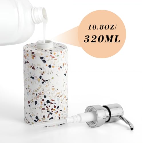 Luxspire Soap Dispenser, Cylinder-Shaped Soap Bottles, Terrazzo, 1pack | 320ml Premium resin, modern cylindrical design easy clean pump, multi-purpose liquid storage - color: Terrazzo