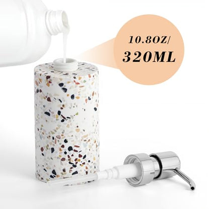 Luxspire Soap Dispenser, Cylinder-Shaped Soap Bottles, Terrazzo, 1pack | 320ml Premium resin, modern cylindrical design easy clean pump, multi-purpose liquid storage - color: Terrazzo