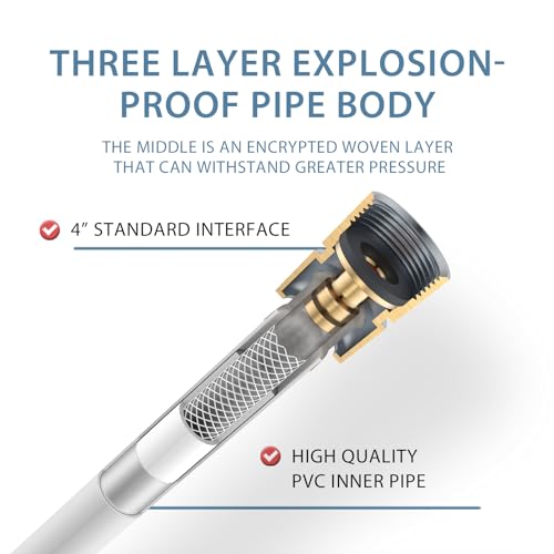 59 Inches Silver PVC Shower Head Hose Replacement For Cleaning | High Pressure Shower Hose Extra Long,Flexible Shower Bidet Hoses with Brass Insert and Nut,5ft Rv Showerhead Hose Replacement - color: Silver, size: 59 In
