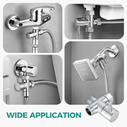 3 Way G1/2 Shower Diverter Valve, Solid Metal Shower Head Splitter | Premium Shower Arm Diverter for Handheld Shower Head, Fixed Spray Head, Rainfall Showerheads, Easy To Install, Chrome