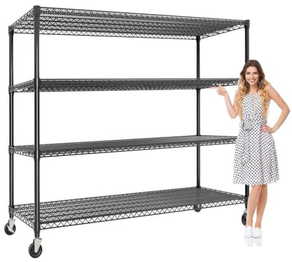 Garvee 4-Tiers Storage Shelves 2640LBS Heavy Duty Metal Shelves with Wheels - size: 59.06"W x 73.87"H x 23.92"D