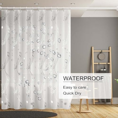 TIKABC Shower Curtain Liner, 4G PEVA Shower Liner, Plastic Waterproof Shower Curtains, 72x72 inch with Grommet Holes 3 Magnetic Weights - color: White Fireworks