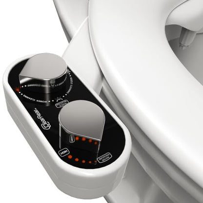 CLEAR REAR Bidet Attachment for Toilet Seat - Non-Electric with Self Cleaning Dual Nozzles, Leak Proof Connectors, Adjustable Water Spray, Rear & Feminine Wash - Hygienic Bathroom Upgrades - color: A. Black