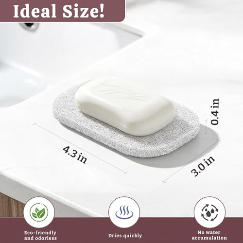 Soap Saver Pads for Bar Soap Holder, Non-Slip Reusable Soap Sponge Saver | 4 Pack Self-Draining Soap Dish Lifting Pad for Shower, Bathroom & Kitchen, Quick-Dry, BPA-Free, Easy to Clean White and Gray