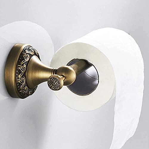 BATHSIR Antique Brass Towel Bar Set, Adjustable Bathroom Accessories Include Expandable Towel Holder Toilet Paper Holder Towel Ring Robe Hook Retro Carved Style Hardware 4 Piece Wall Mount