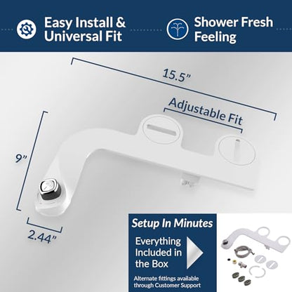Bio Bidet SlimEdge Bidet Attachment for Toilet, Non Electric, Dual Nozzles for Front and Rear Cold Water Wash, Adjustable Water Pressure, White - size: 1 Pack