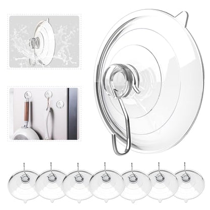 Hangerspace Suction Cup Hooks, Removable Large Suction Cups, Clear, 8 Pack | 2.5 In, with Rustproof Metal Hooks, Detachable, Leave No Trace, for Kitchen Shower Wall Window Glass Door, Fits Any Decor - size: Large